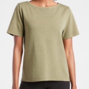 NWT Athleta Sundown Boatneck Tee Organic Cotton Green